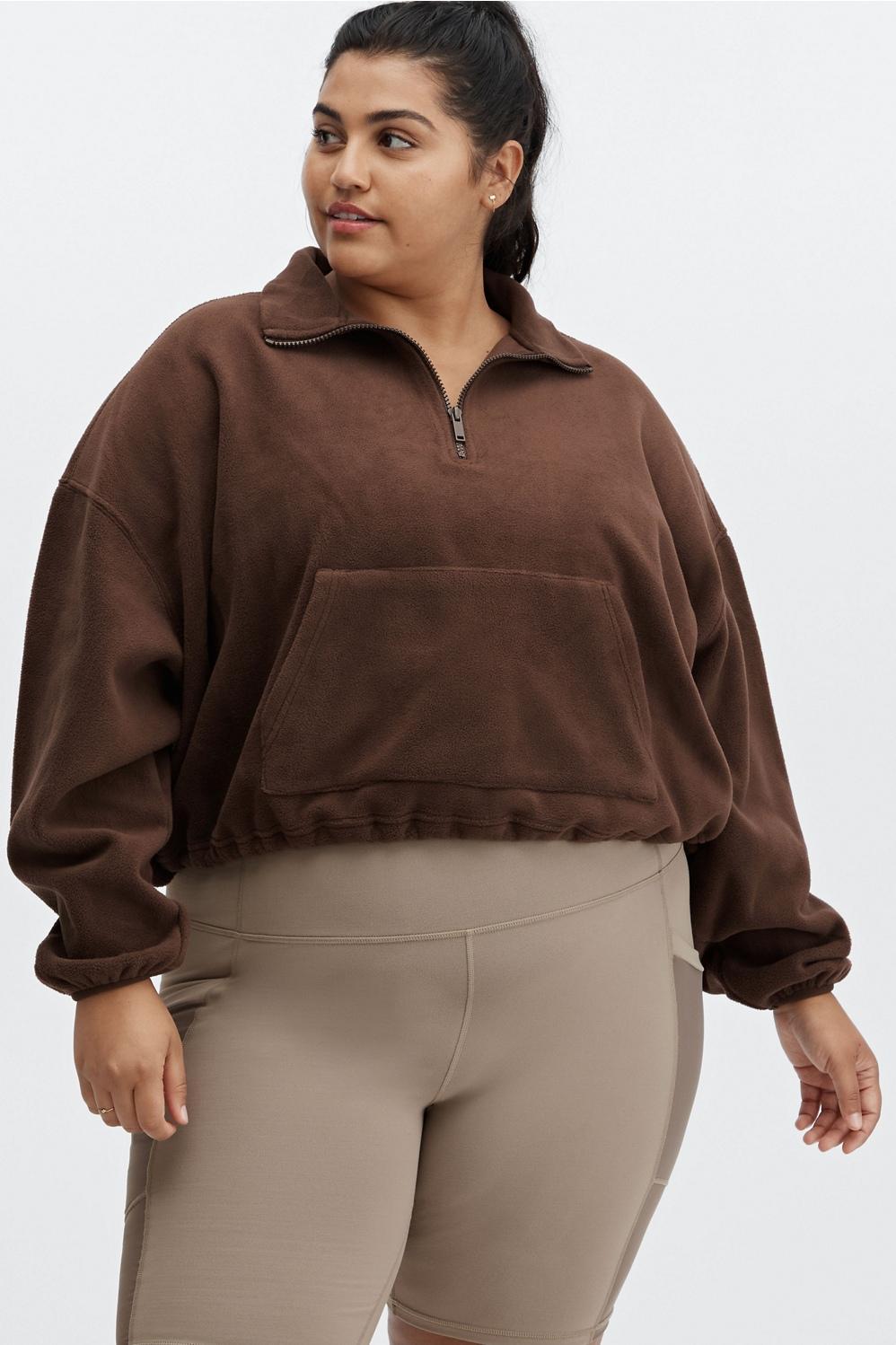 Fabletics Rayne Polar Fleece 1/4 Zip Womens Chicory Coffee plus Size 4X Product Image