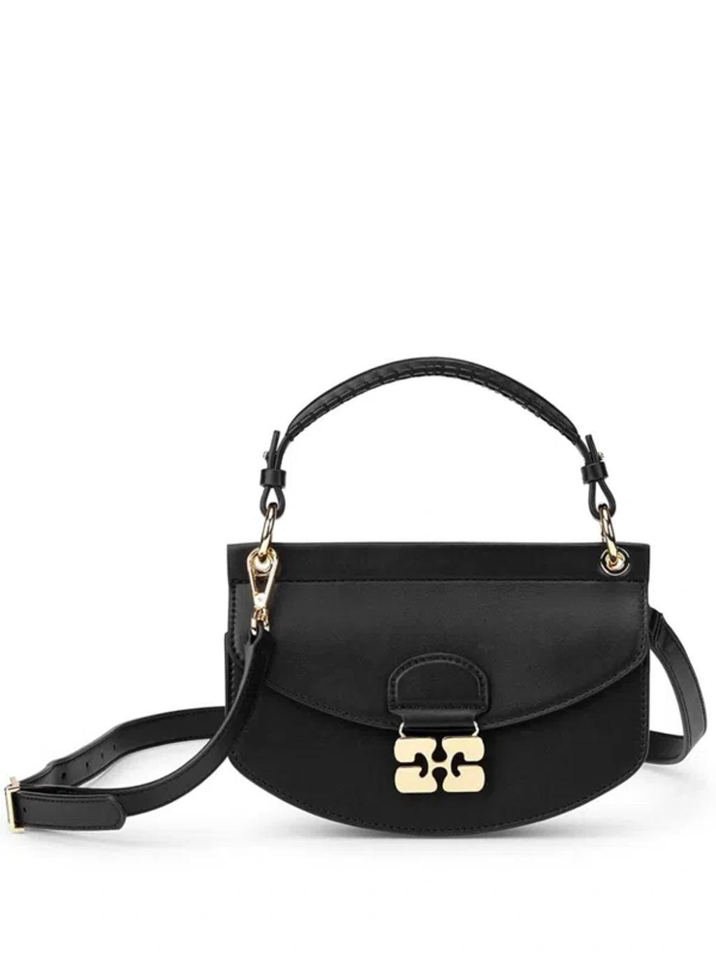GANNI Womens Black Apo-g Mini Leather-blend Top-handle Bag Product Image