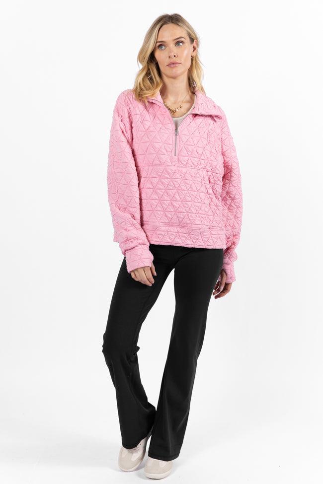 Love Is Everything Pink Quilted Quarter Zip Pullover FINAL SALE Product Image