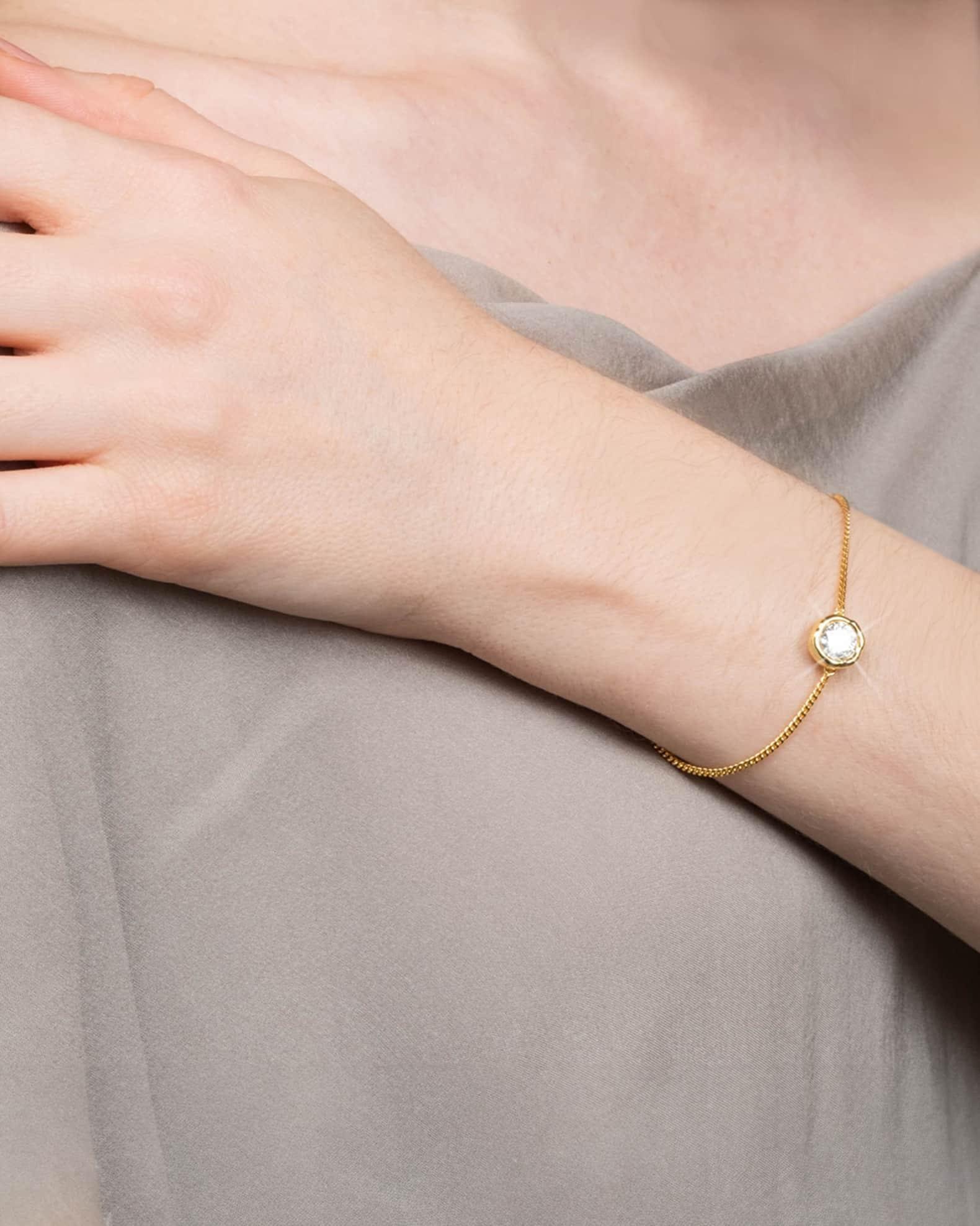 Asterales Gold Solitaire CZ Chain Bracelet Product Image