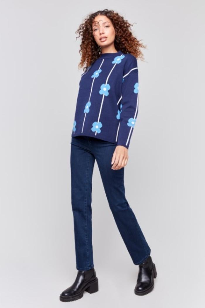 Plush Floral Print Sweater Product Image