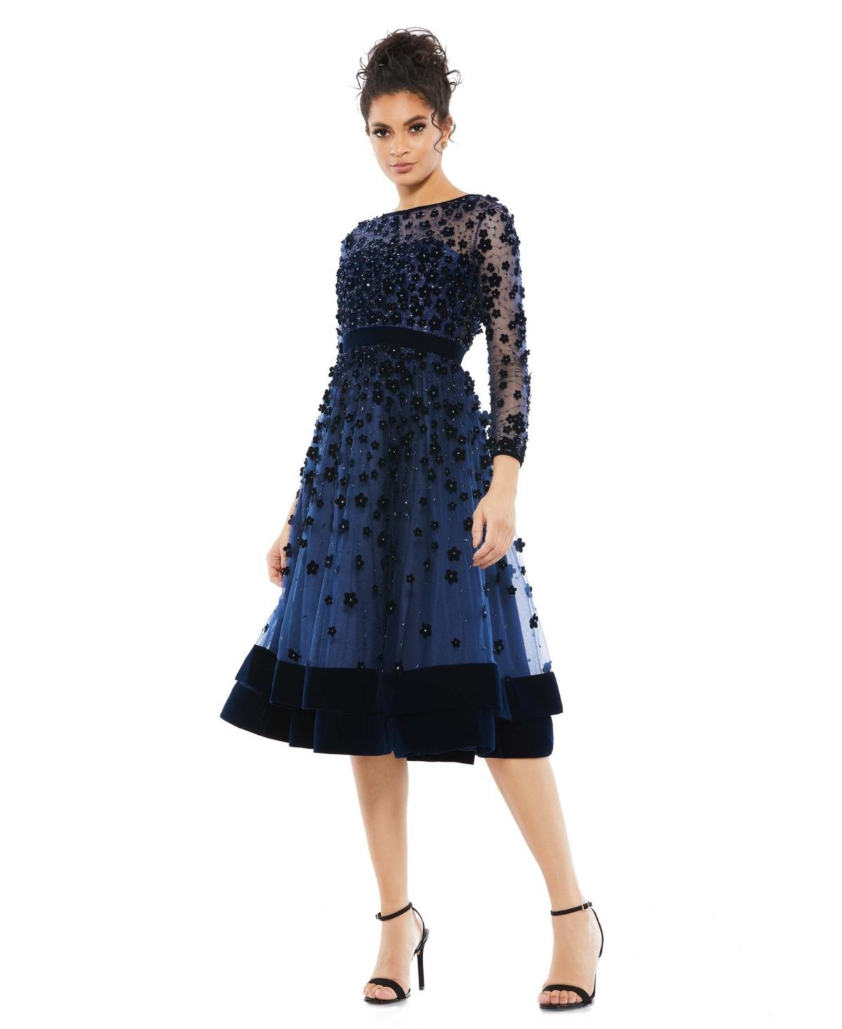 Womens Floral Appliqu Tea Dress Product Image