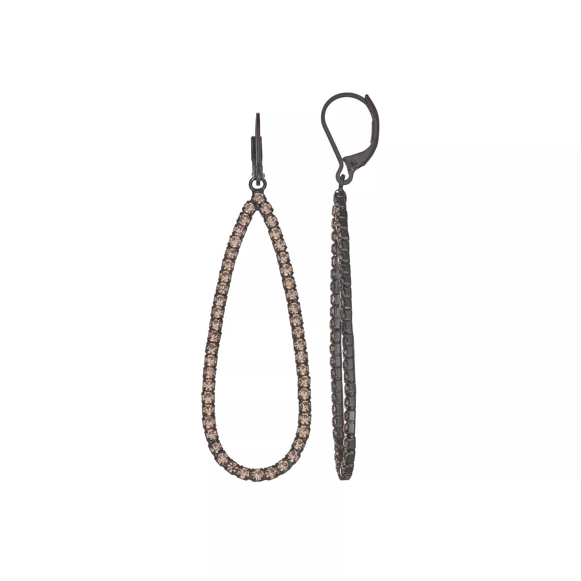 Simply Vera Vera Wang Jet Tone Pave Elongated Drop Post Earrings, Womens, Black Product Image