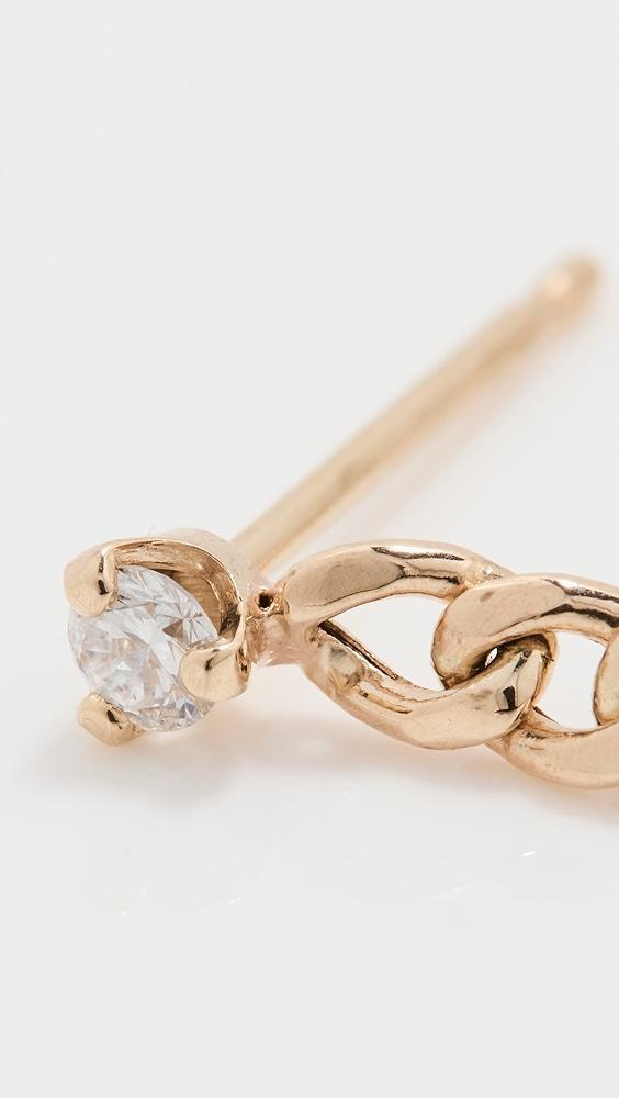 Zoe Chicco 14k Prong Diamond Small Curb Chain Huggie Earrings | Shopbop Product Image