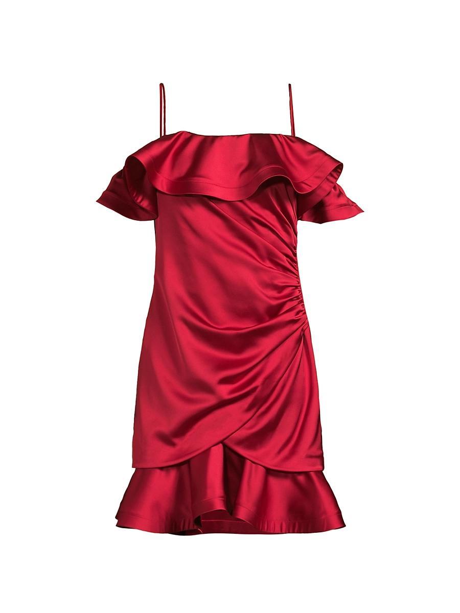 Womens Axelle Ruffled Satin Minidress Product Image