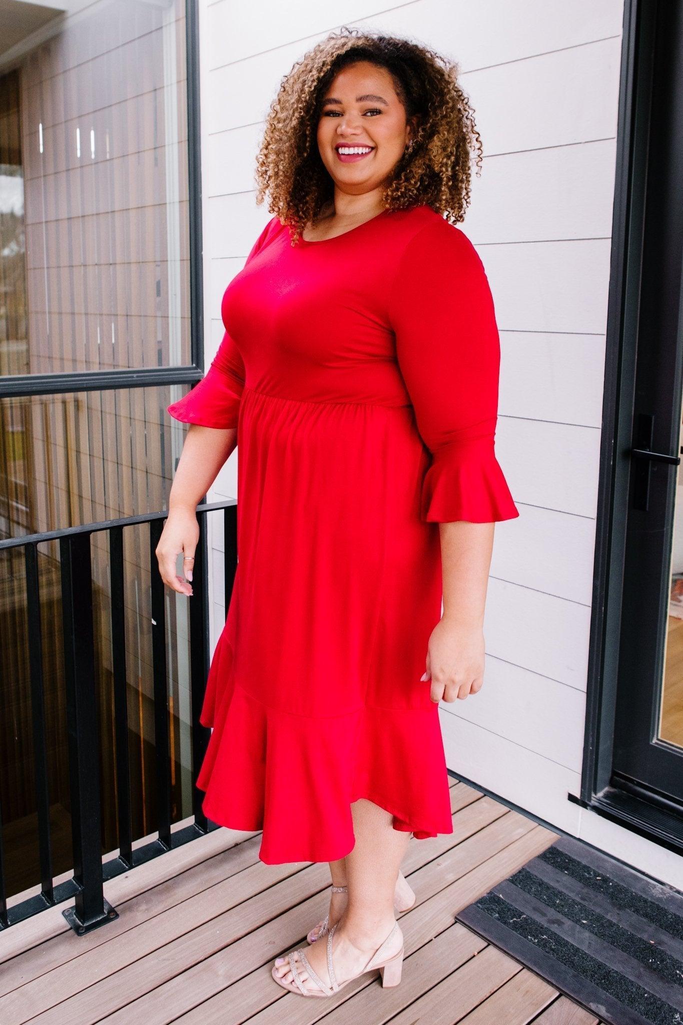 Cloudy Skies Dress in Crimson (Online Exclusive) Product Image
