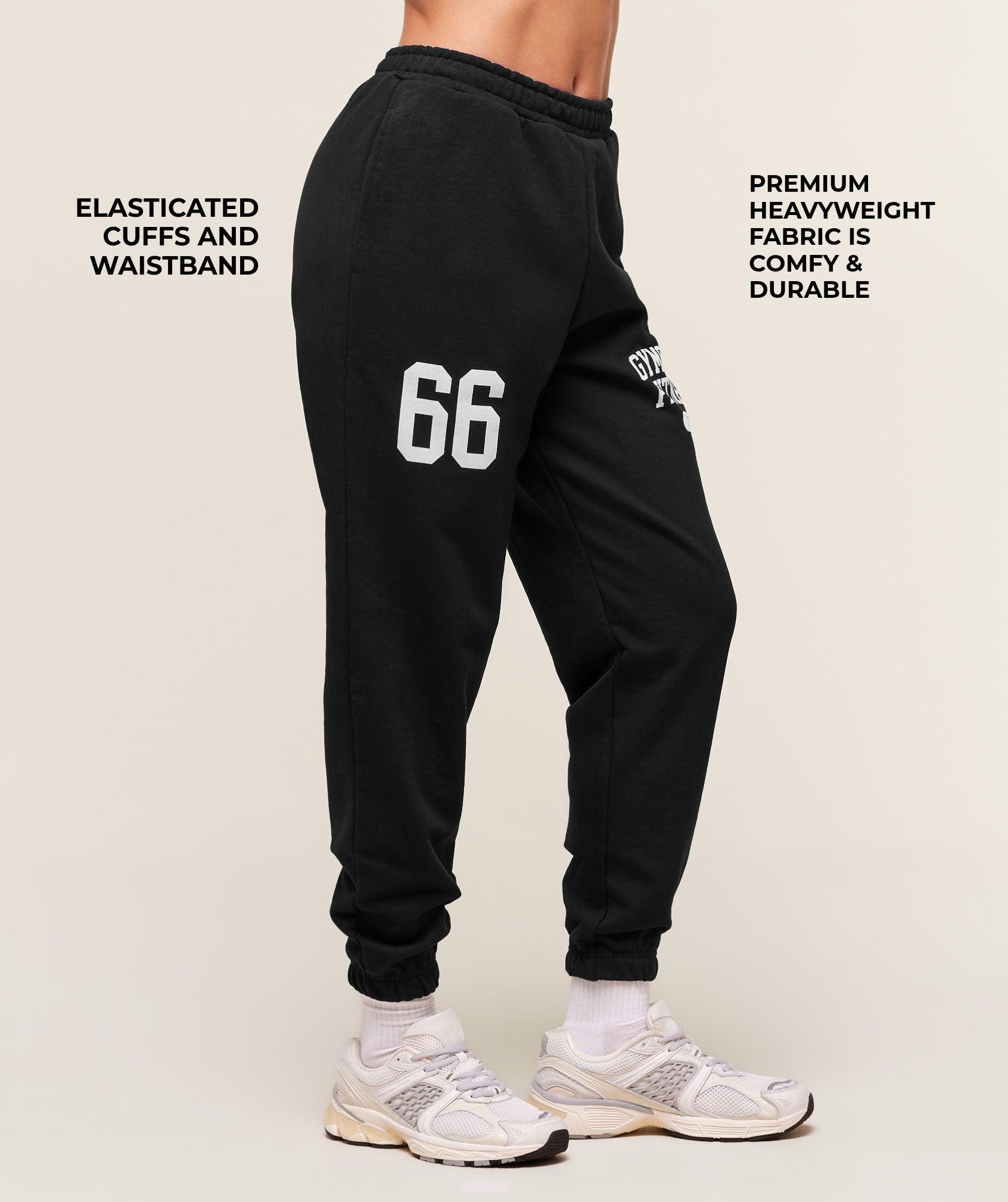 Gymshark Varsity Graphic Oversized Jogger - Black Female Product Image