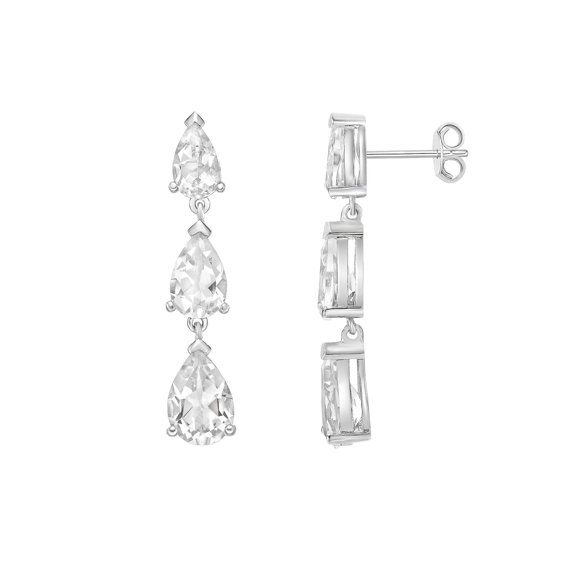Gemminded Sterling Silver White Topaz Earrings, Women's Product Image