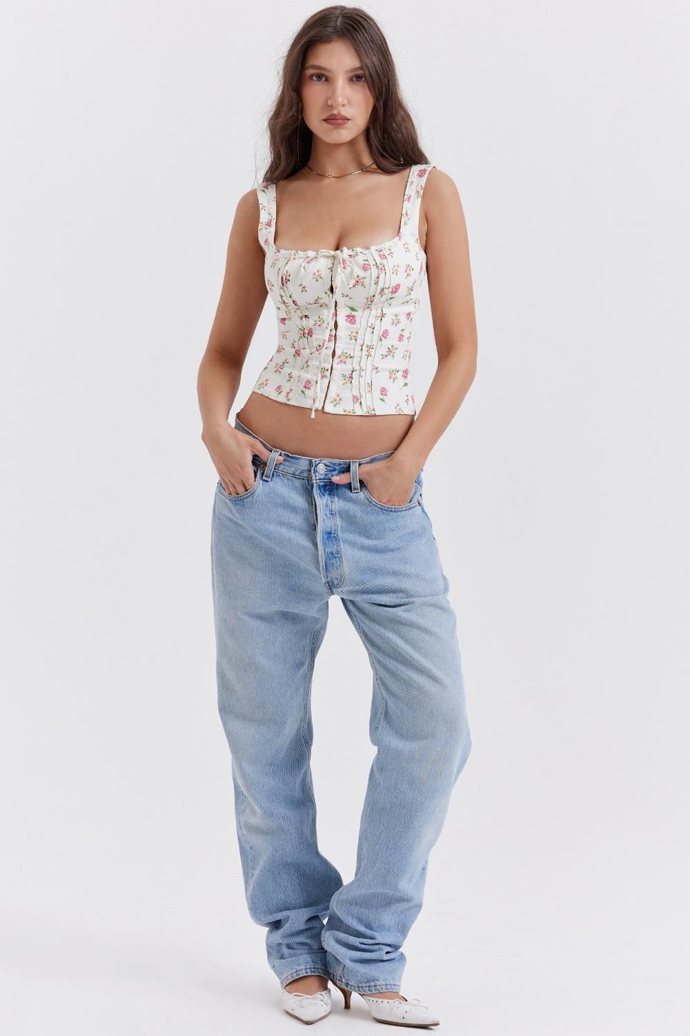 Chicca Rose Print Floral Top Product Image