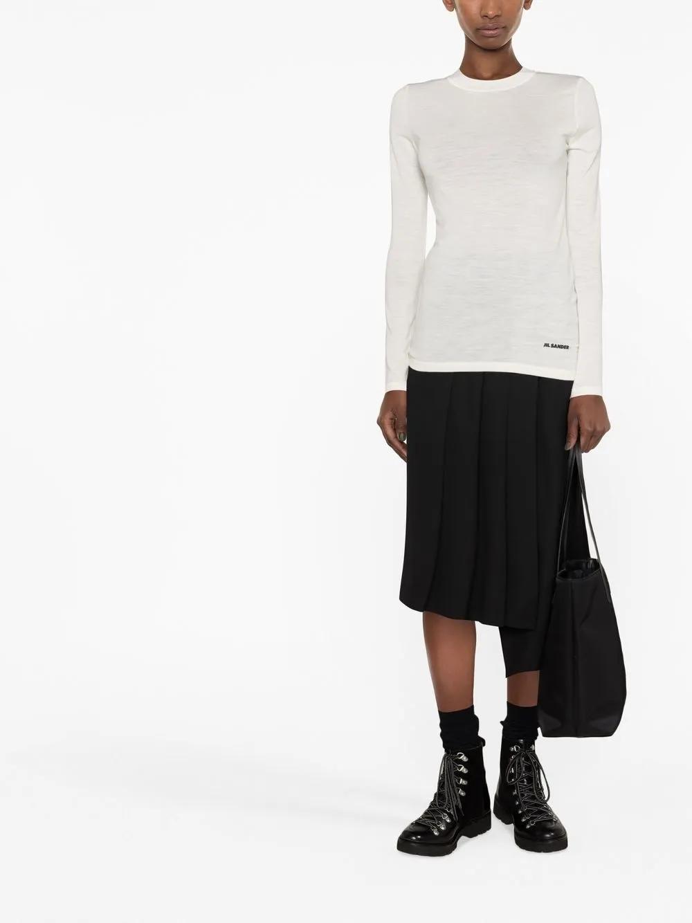 JIL SANDER Logo-print Long-sleeve T-shirt In White Product Image