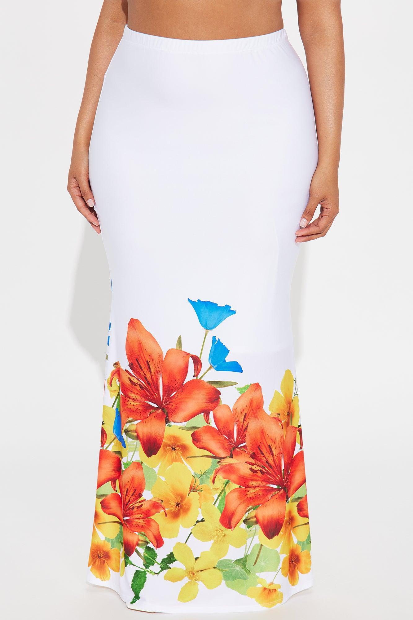 In The Garden Maxi Skirt - White/combo Product Image