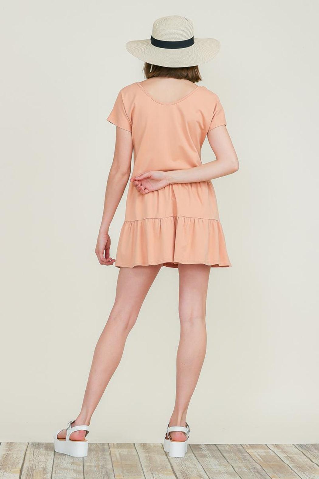 Ruffle Hem Short Sleeve 2 Layered Mini Dress Product Image