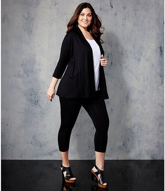 Karen Kane Plus Size Molly Jersey Knit 3/4 Sleeve Open Front Cardigan Product Image