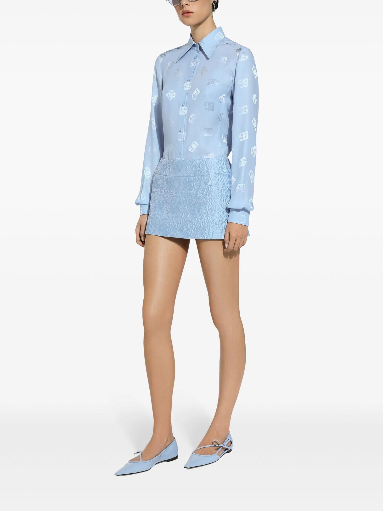 DOLCE & GABBANA Floral Quilted Jacquard Miniskirt In Purple Product Image
