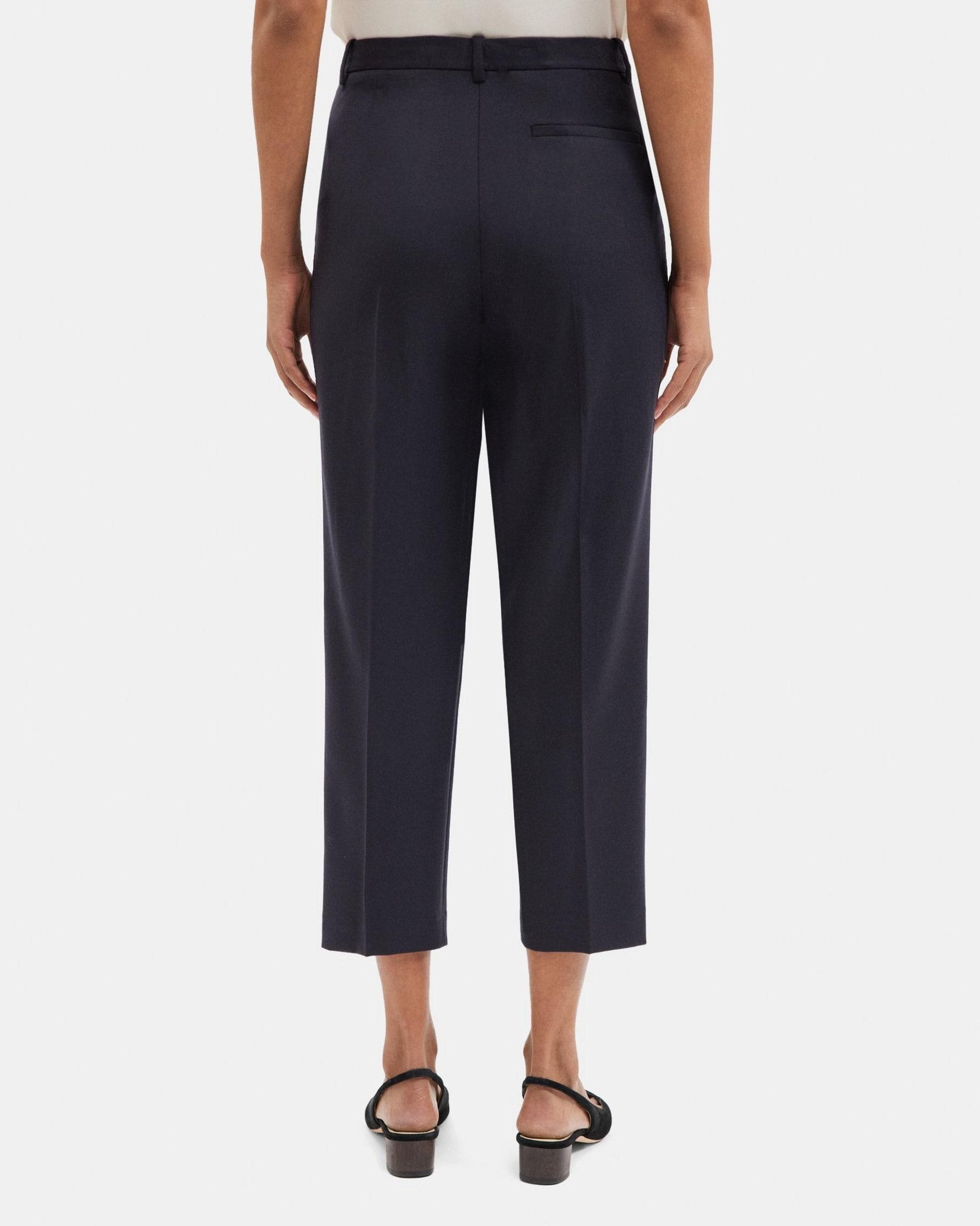 Pleated Slim Crop Pant in Wool Flannel Product Image