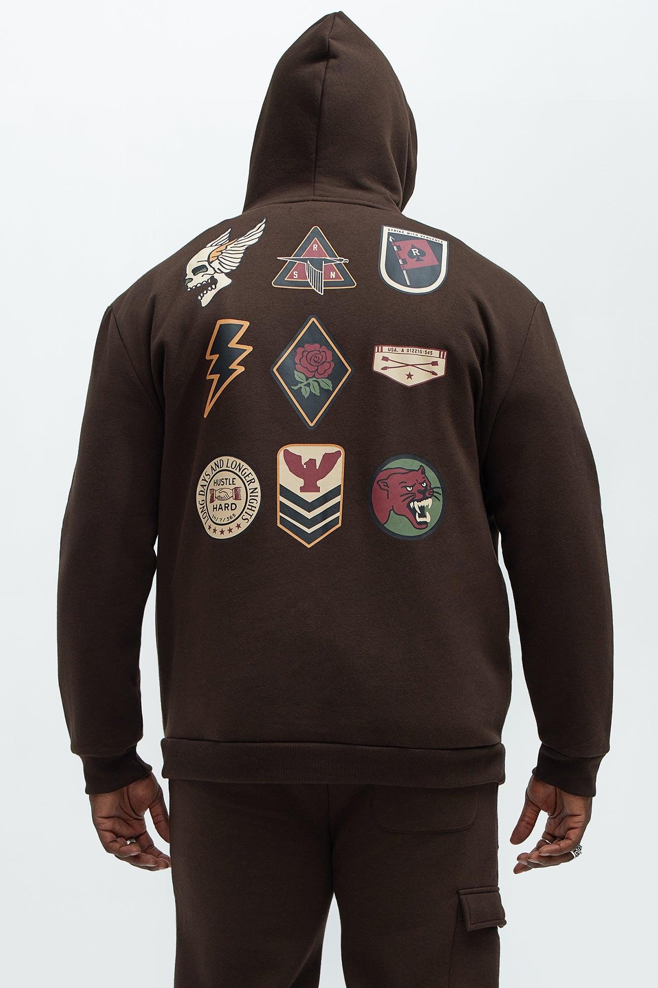 Valor Patches Hoodie - Brown Product Image