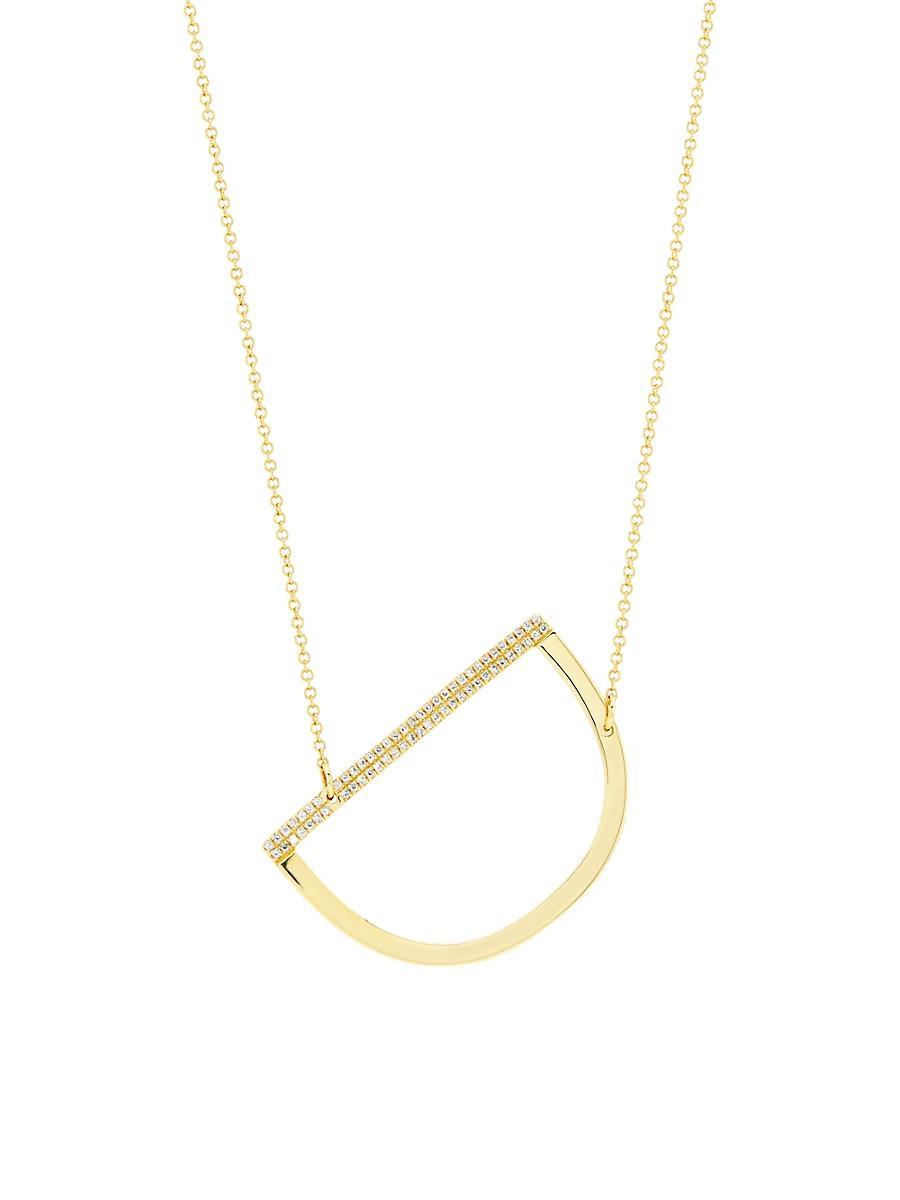 Womens 14K Yellow Gold & 0.14 TCW Diamond Initial Pendant Necklace Product Image