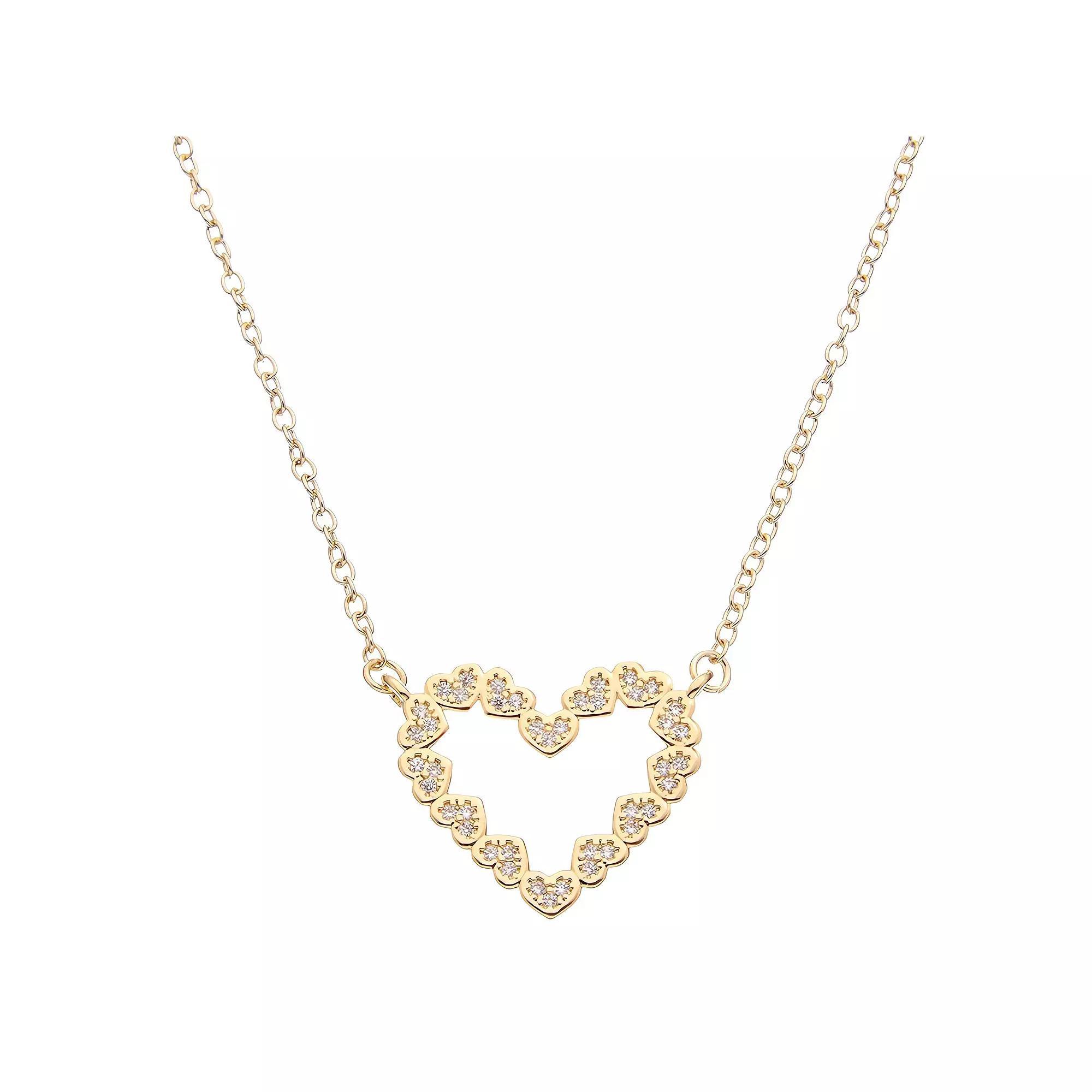 Juvell 18K Gold Plated Cubic Zirconia Heart Necklace, Women's, Two Tone Product Image
