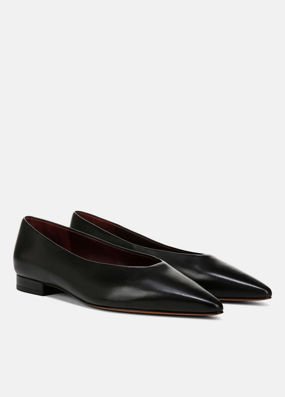 Womens Isabel Leather Flat, Black, Size 8 Vince Product Image