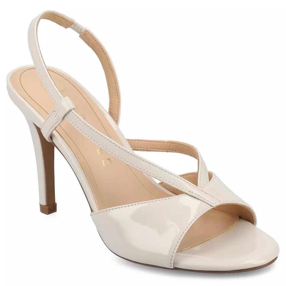 Journee Varra Women's Crossover Strap Stiletto Heeled Dress Sandals, Size: 6.5, Patent Ivory Product Image