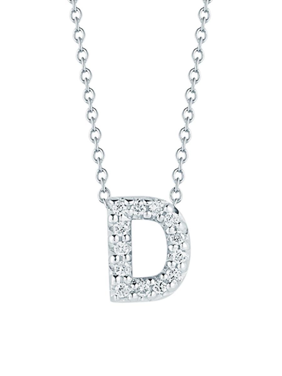Roberto Coin 18K White Gold Initial Love Letter Pendant Necklace with Diamonds, 16 Product Image