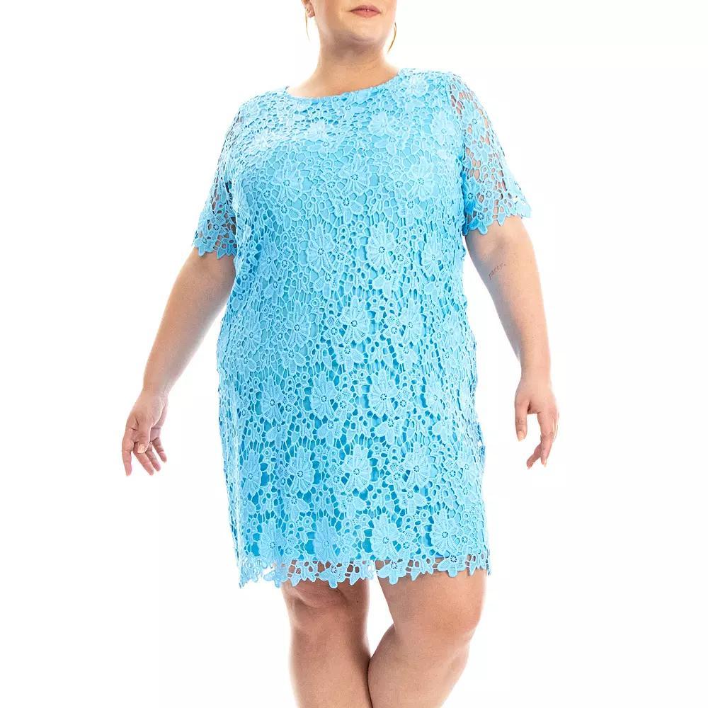 Plus Size Nina Leonard Lace Sheath Dress, Women's, Size: 2XL, Carolina Blue Product Image