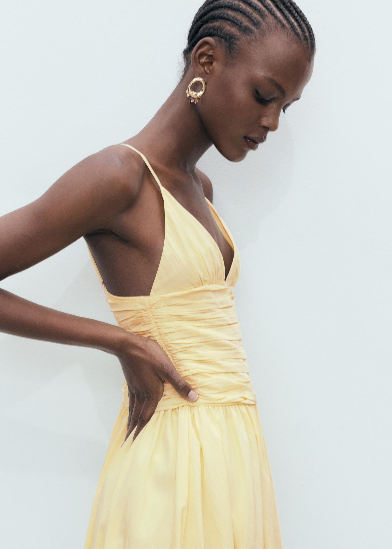 Gathered balloon dress - Women | MANGO USA Product Image