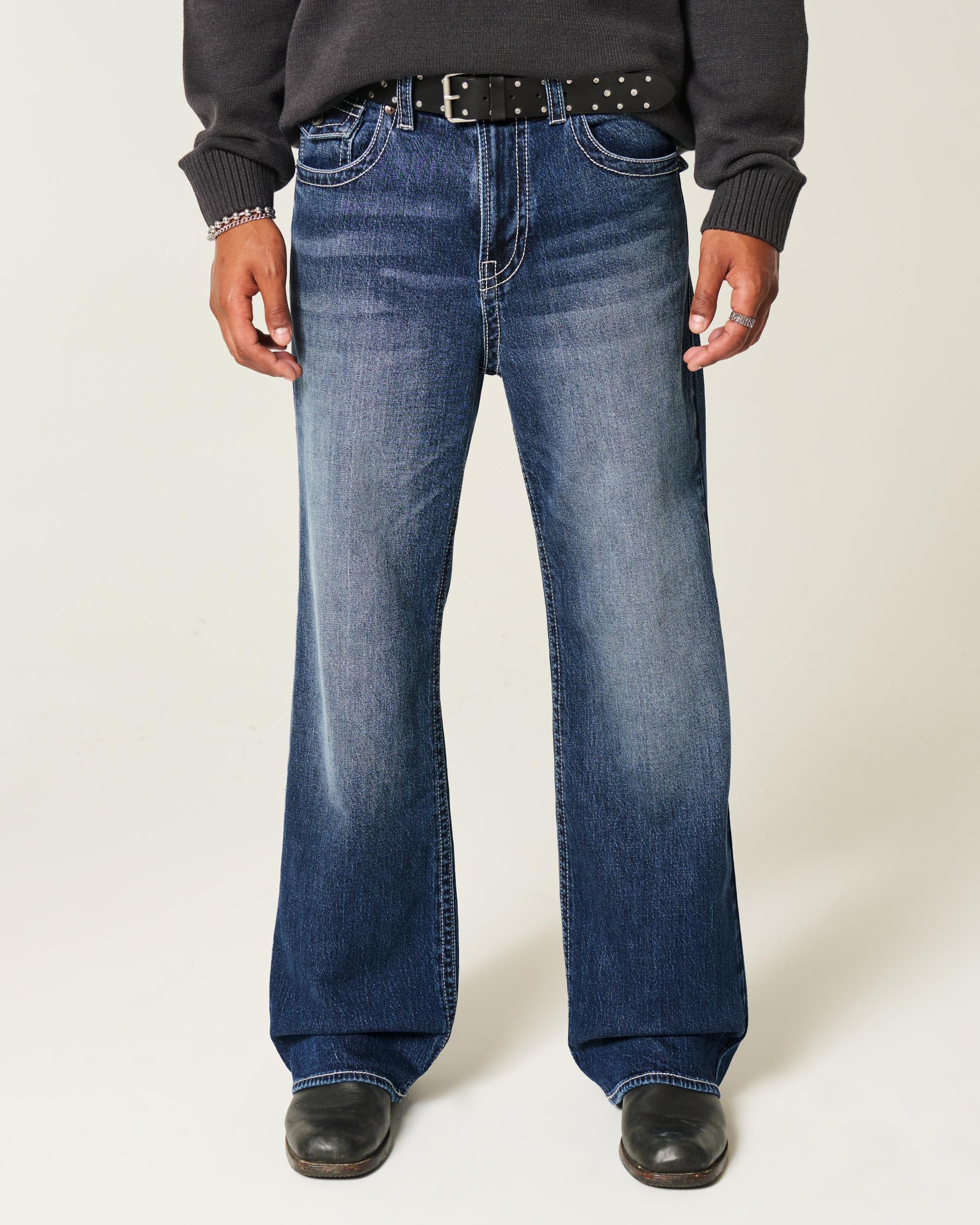 Dark Wash Baggy Bootcut Jeans Product Image