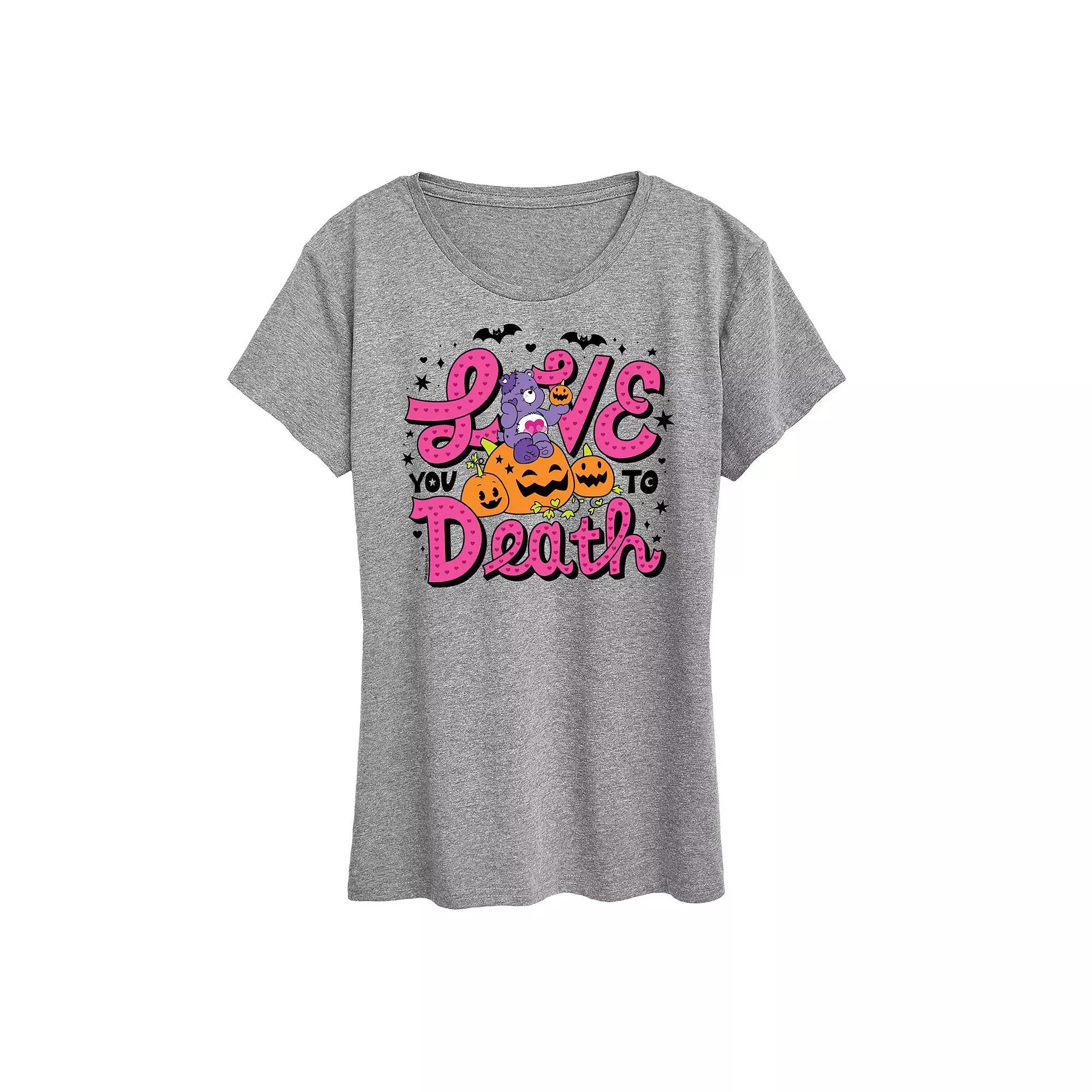 Womens Care Bears Halloween Love You To Death Graphic Tee, Girls Grey Gray Product Image
