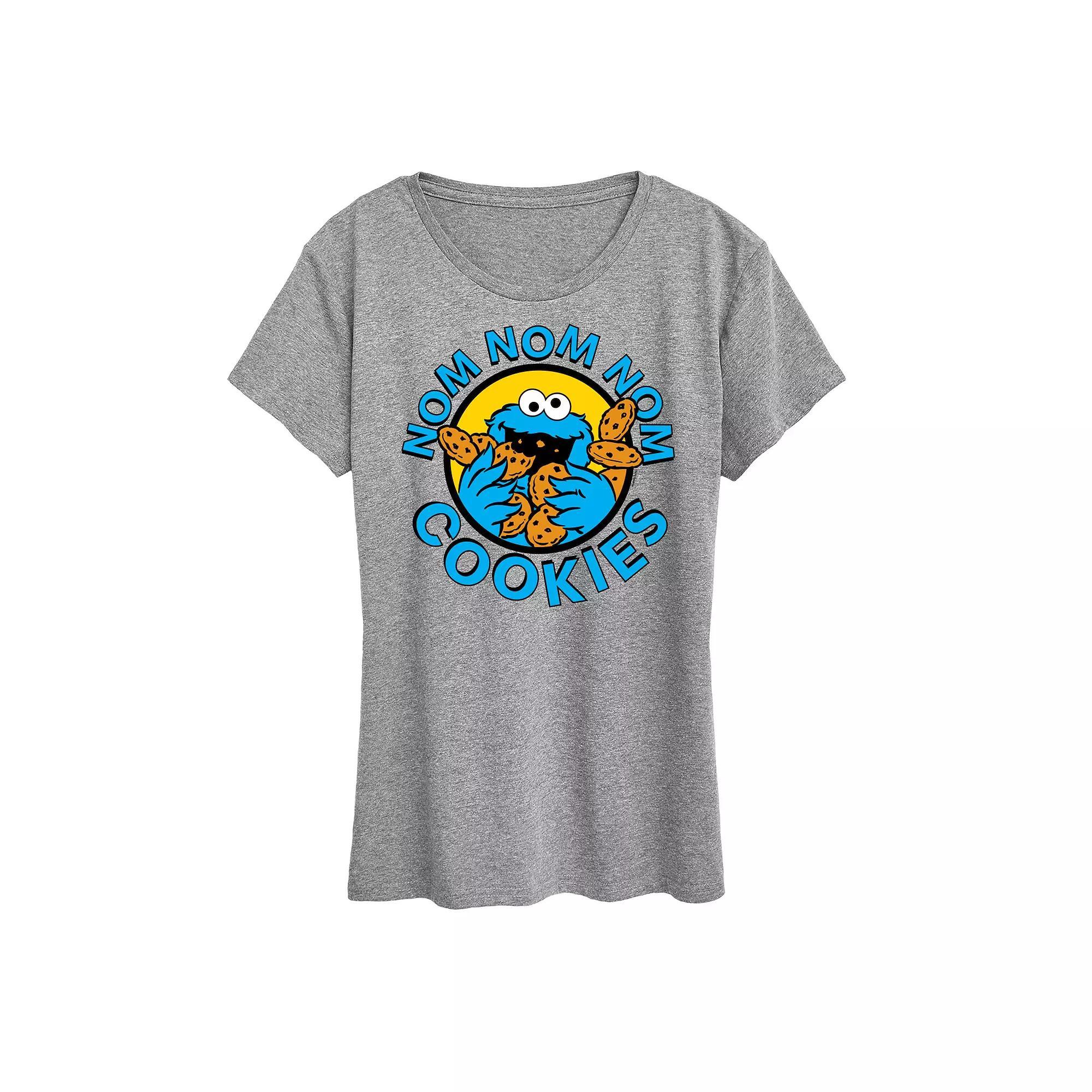 Womens Sesame Street Nom Nom Nom Graphic Tee Grey Gray Product Image