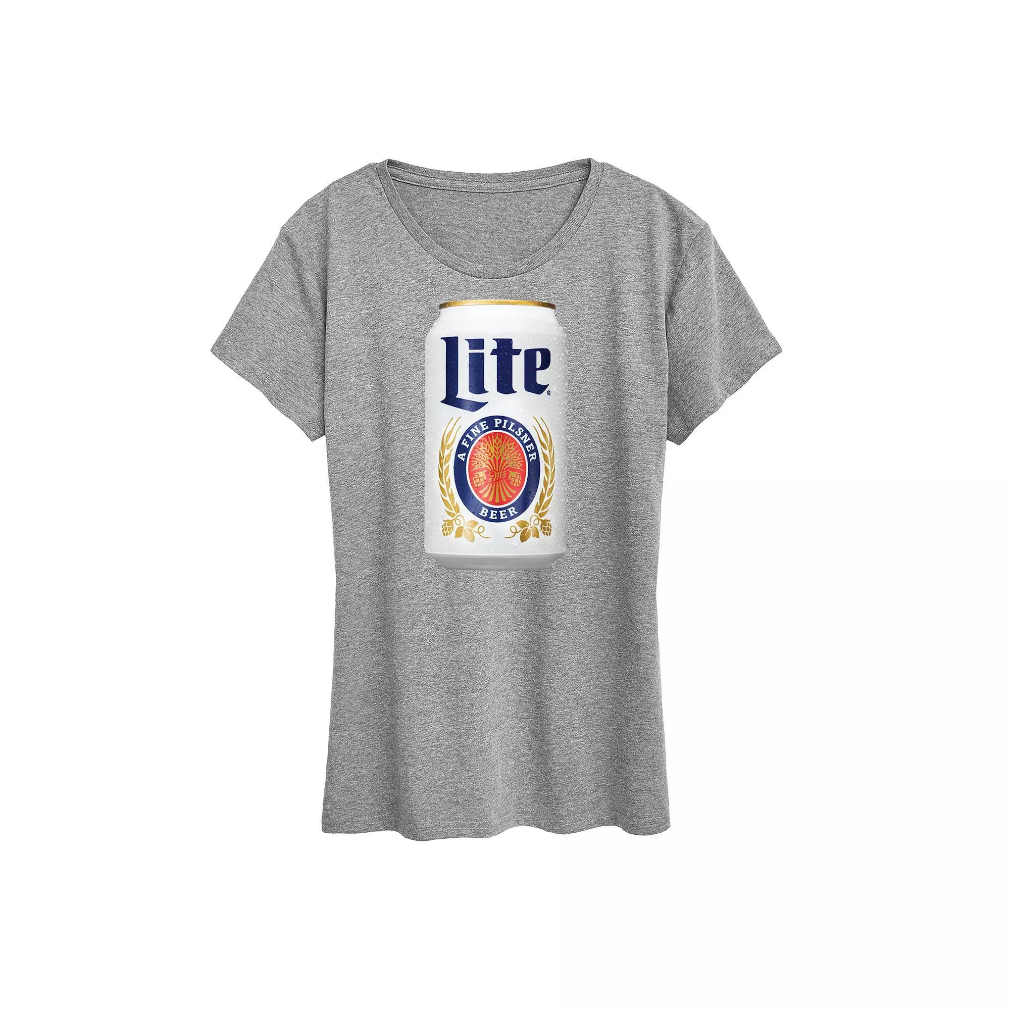 Womens Miller Lite Can Graphic Tee Grey Gray Product Image