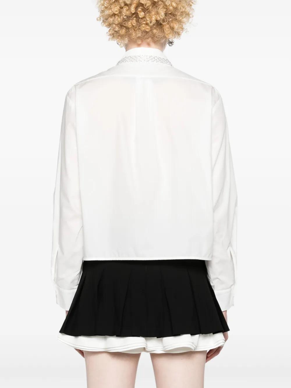 beaded-collar cropped shirt Product Image