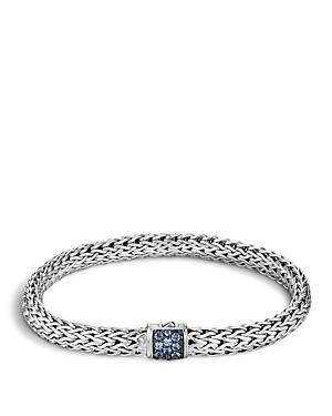 Womens Classic Chain Sterling Silver & Sapphire Bracelet Product Image