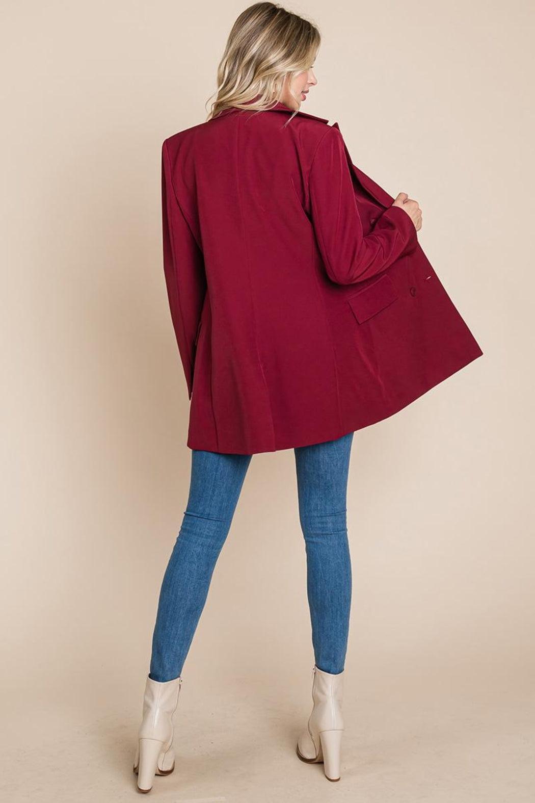Collar Long Double Breasted Blazer Jacket Female Product Image