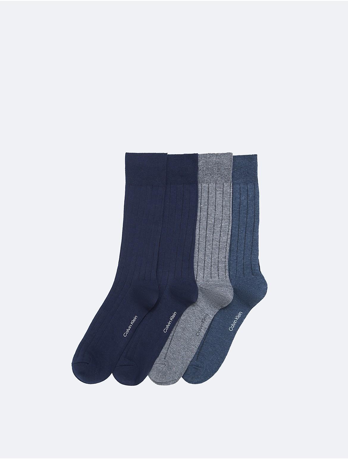 Men's Calvin Klein 4-Pack Ribbed Dress Crew Socks, Blue Assorted Product Image