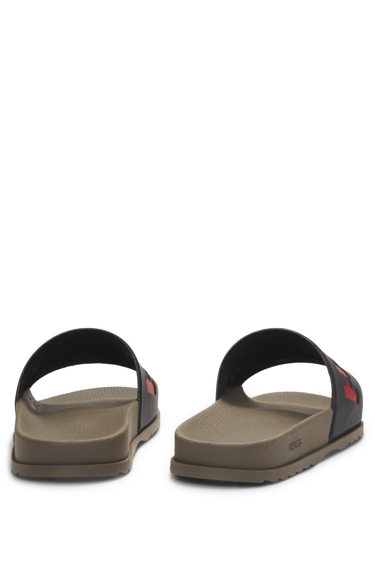 HUGO - Slides with logo strap - Light Green Product Image