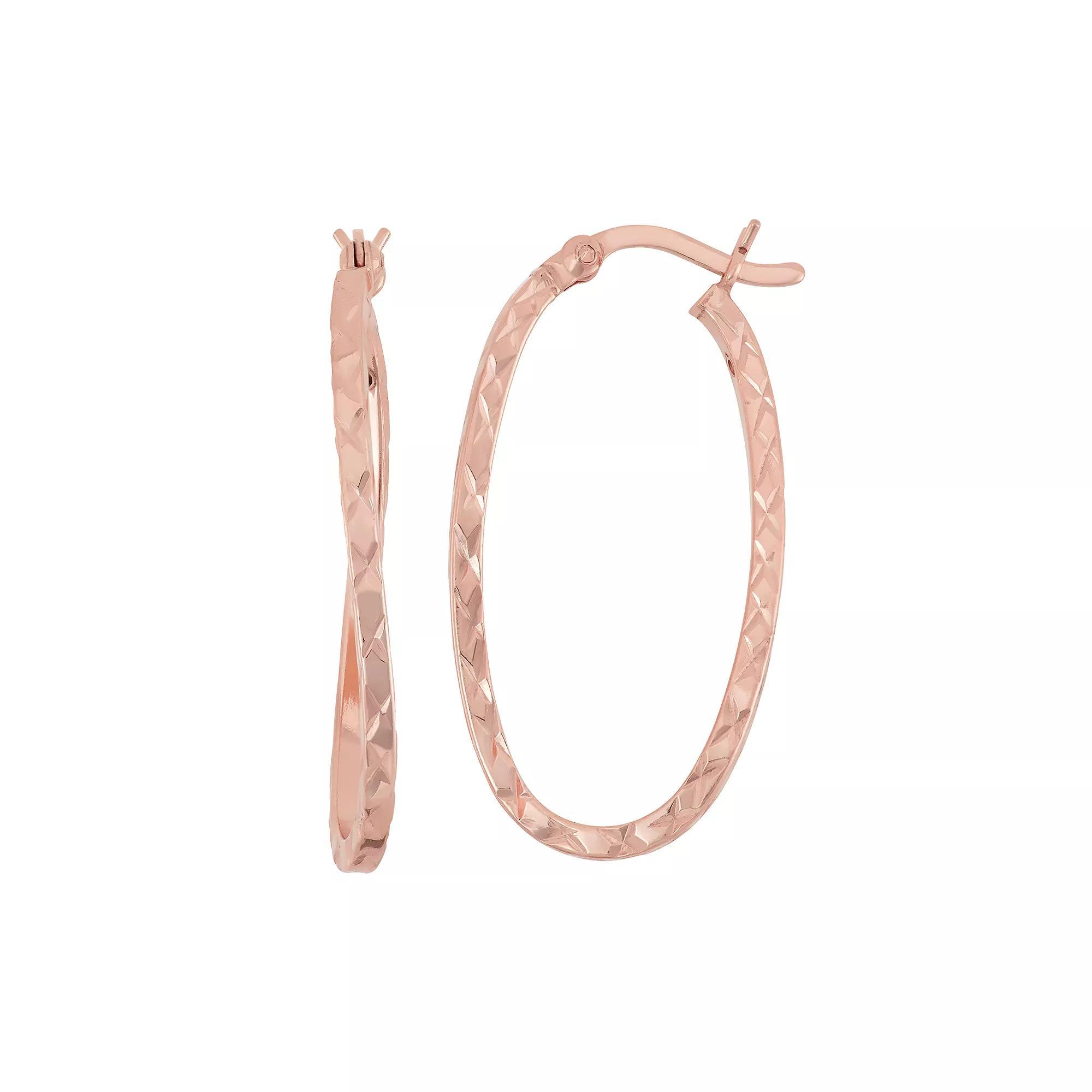 Jordan Blue 14k Rose Gold Over Silver Twist Oval Hoop Earrings, Women's, Pink Product Image