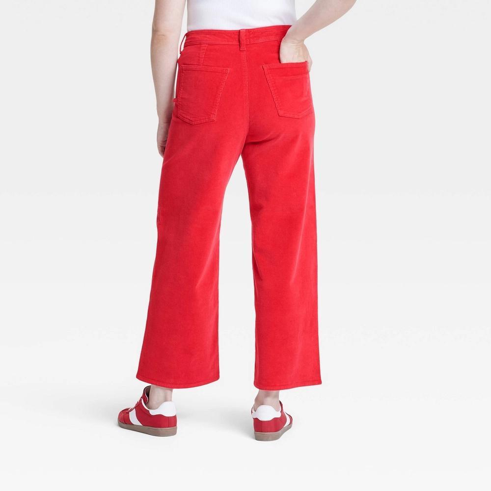 Women's High-Rise Corduroy Sailor Wide Leg Ankle Jeans - Universal Thread™ Red 6 Product Image