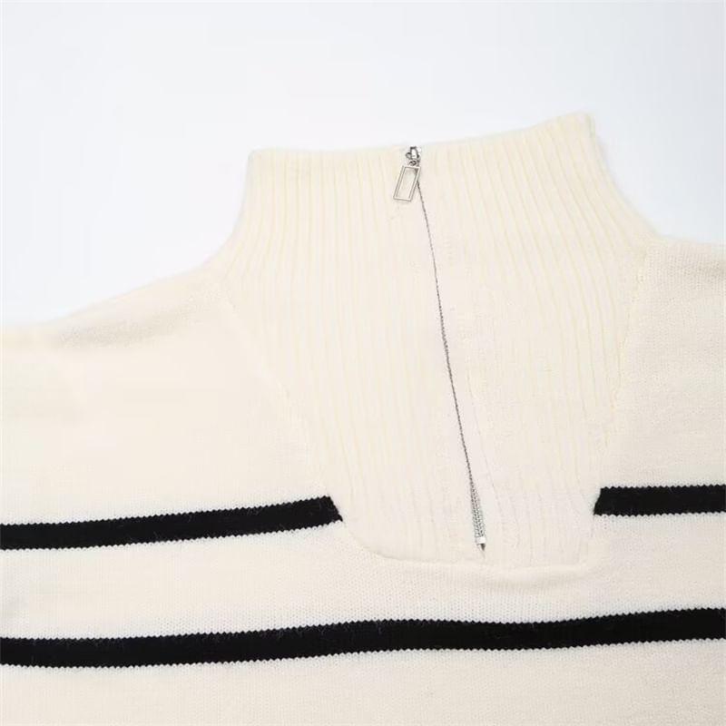 Half-Zip Striped Sweater Product Image