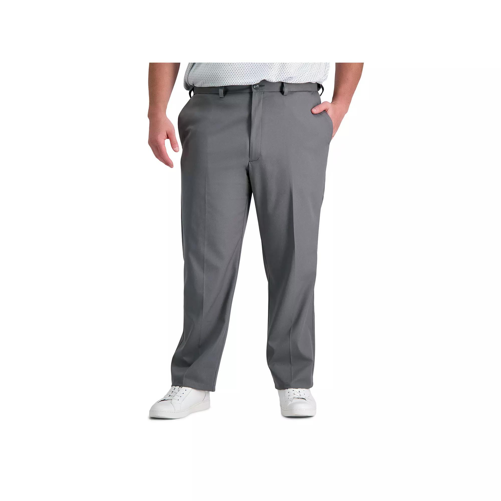 Big & Tall Haggar Cool Right Classic-Fit Flat-Front Performance Flex Pants, Mens Grey Gray Product Image