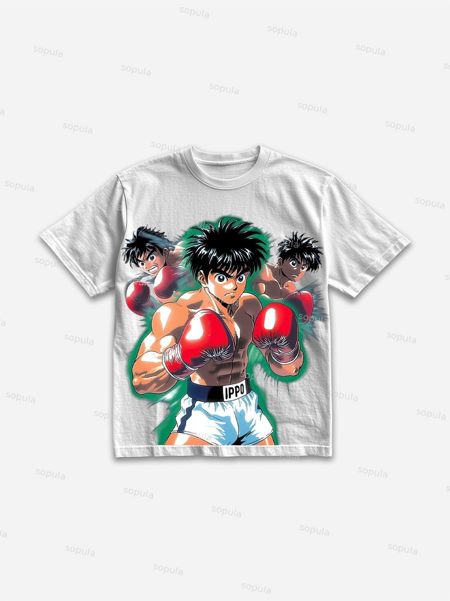 Ippo Spar Boxing Anime Vintage Graphic Cotton T-shirt Product Image
