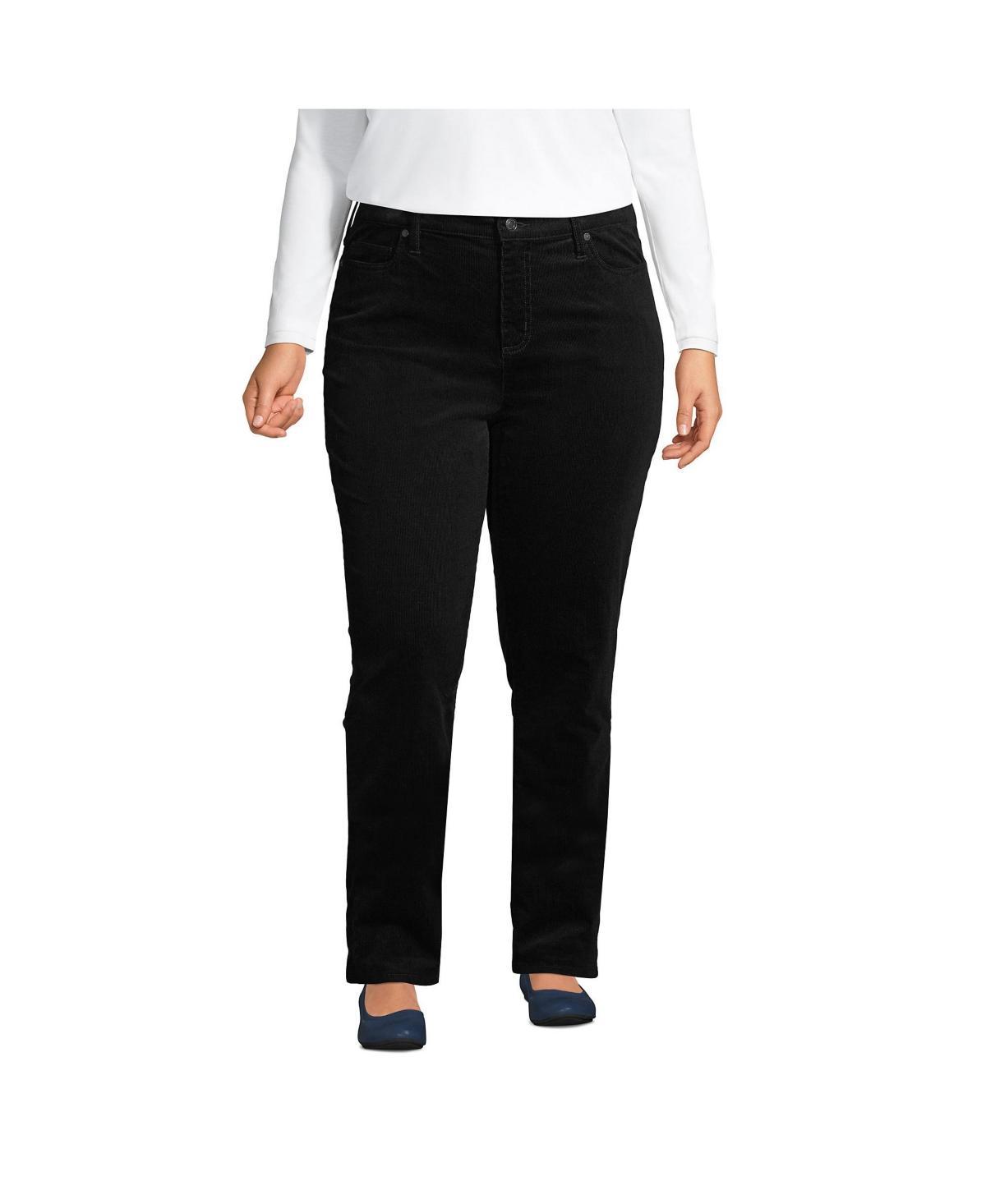 Plus Size Lands' End Midrise Straight-Leg Corduroy Pants, Women's, Size: 16WX30, Black Product Image