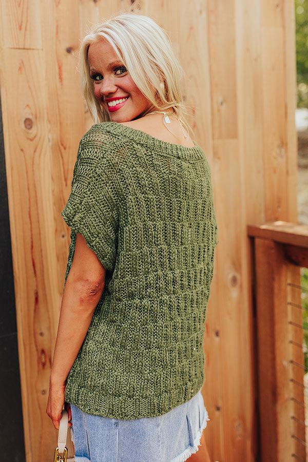 Block Party Chic Knit Top in Olive Product Image