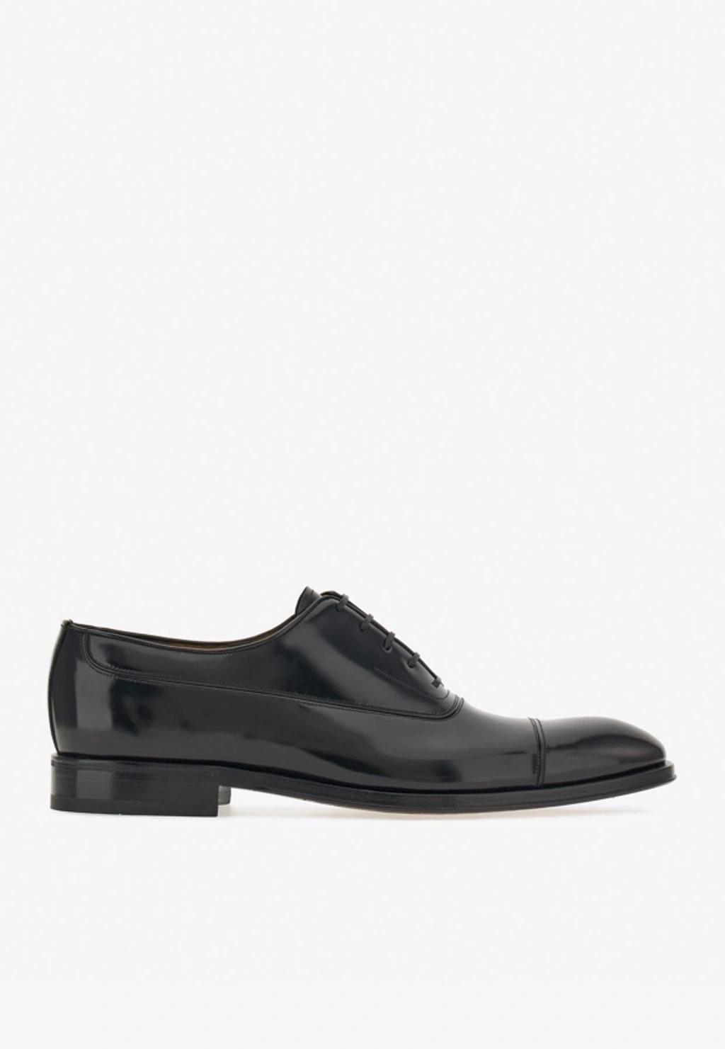 FERRAGAMO Men's Boston Leather Lace-up Dress Oxford, Black Product Image