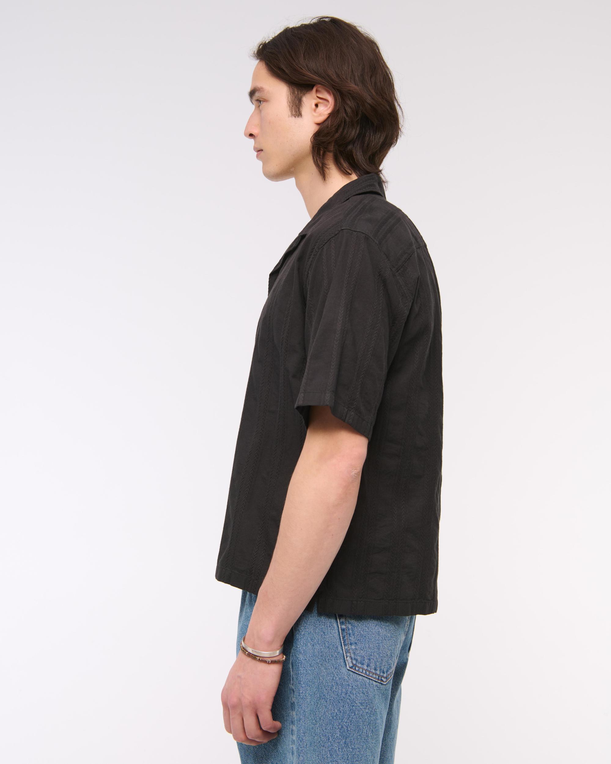 Camp Collar Braided Button-Up Shirt Product Image