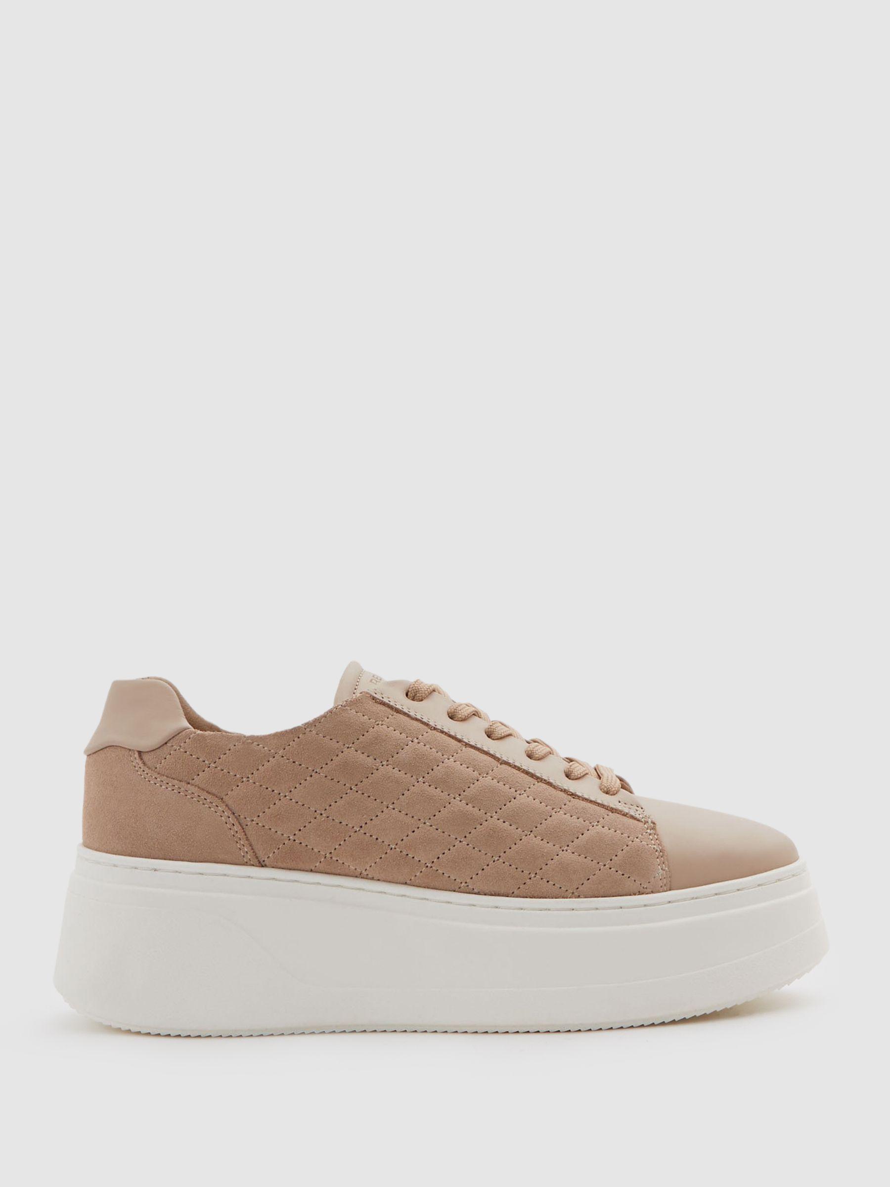 Leather Suede Lattice Trainers in Blush Product Image
