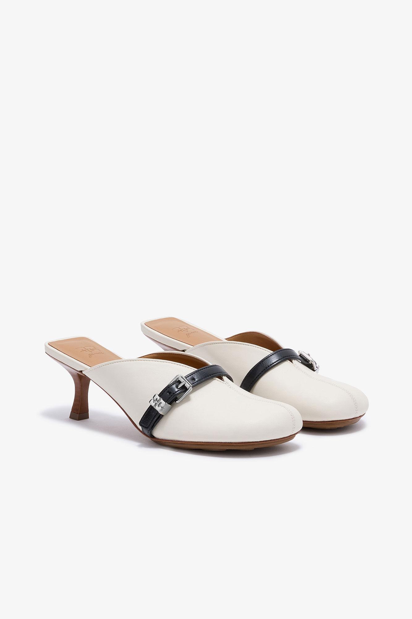 Ivory Heeled Sue Mules Product Image