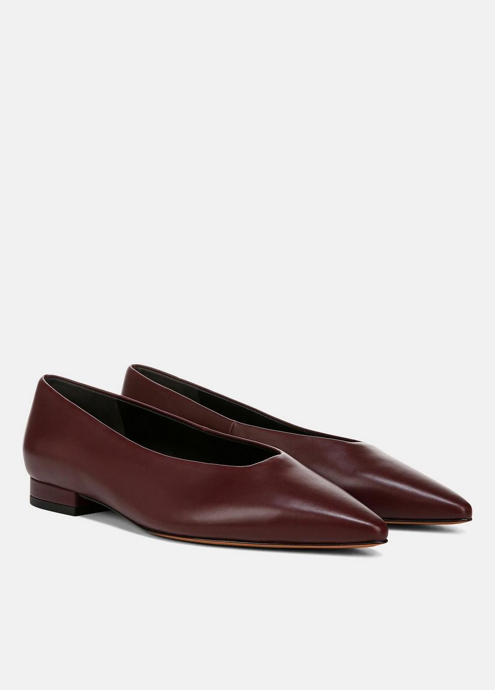 Womens Isabel Leather Flat, Black, Size 8 Vince Product Image