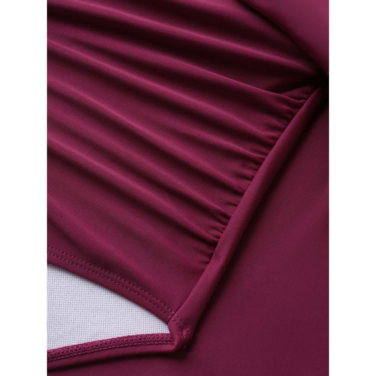 Plus Size Color Block Lotus Edge Swim Bottoms Women's Swimwear RedViolet Beach Contrast High stretch Bodycon High Rise Curve Swim Bottoms BloomChic 12/L Product Image