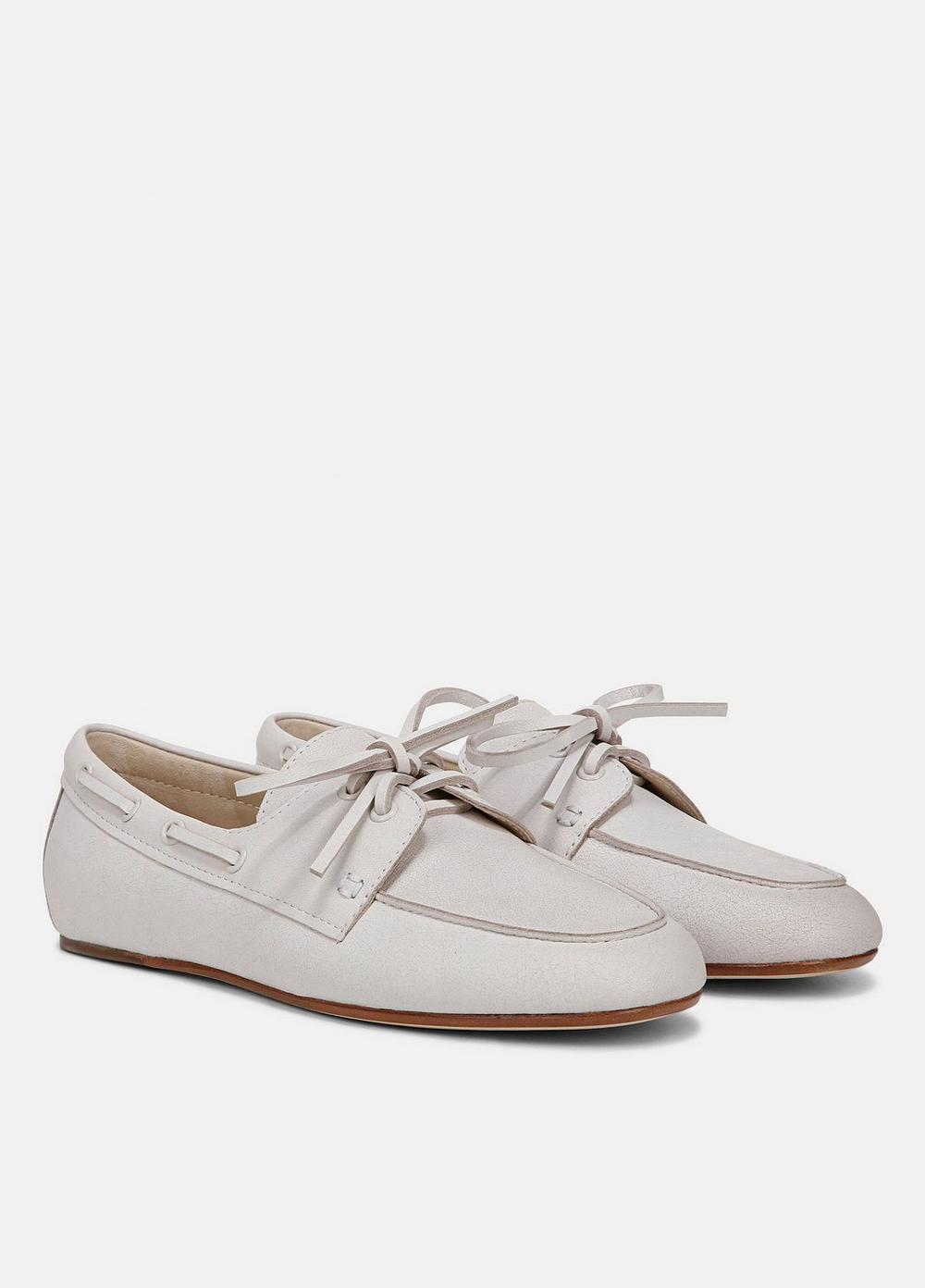 Womens Marin Leather Lace-Up Loafer, White/sabbia, Size 8 Vince Product Image